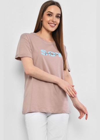 Черная летняя футболка женская бежевого цвета Let's Shop