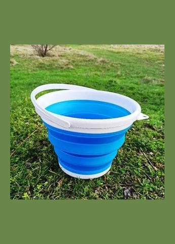 Складное ведро силиконовое 10 литров Silicon Bucket Голубое UKC (306716535)