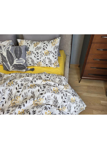 Постільна білизна з резинкою Лорена жовтий DUO, ранфорс гофра (жатка) Сімейний розмір, наволочки 70/70 No Brand (363190334)