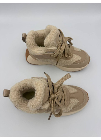 Бежевые зимние легкие зимние кроссовки на овчине для девочек Jong Golf