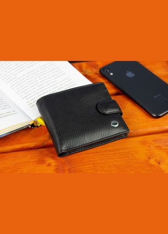 Шкіряне чоловіче портмоне на кнопці ST104 Коричневе st leather (359380711)