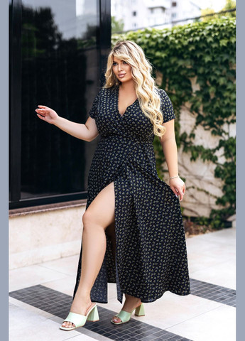 Чорна довга літня сукня в квітковий принт Fashion Girl
