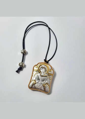 Автомобільна двостороння ікона ладанка Семистрільна Богородиця Святе Сімейство Срібло 925 проби Позолота No Brand (312539518)