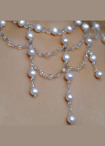 Чокер натуральный Жемчуг+Горный Хрусталь+Сахарный Кварц d-8-4мм+- фур-ра гип-ный сплав цвет серебро L-38-43см No Brand горный хрусталь, кварц, жемчуг (культивированный) латунь серебро (300533059)