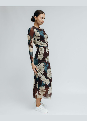 Коричневое кэжуал платье длинное приталенное Samsara