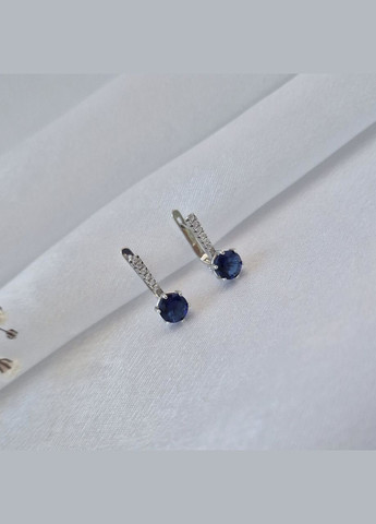 Серебряные серёжки серьги с Синими камнями серебро 925 пробы Родированное 82112с 2.50г No Brand (306741353)