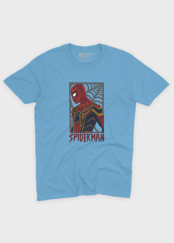Голубая демисезонная футболка для мальчика с принтом супергероя - человек-паук (ts001-1-lbl-006-014-048-b) Modno
