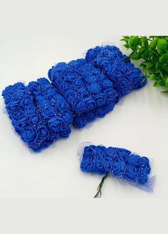 Букетик штучних Троянд з фоамірану, у фатині, 2 см, синій, 12 шт No Brand (340485194)
