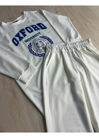 Костюм женский 6011-5539 свитшот с вышивкой Oxford с джогерами белый LSK (337665691)