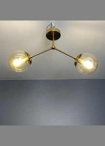 Стельова люстра з двома кавовими плафонами (52-9811-2 BRZ+BR) No Brand (370069740)