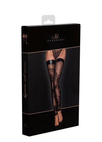 Чулки Noir Handmade F243 Tulle stockings with patterned flock embroidery - XXL No Brand (303880934)