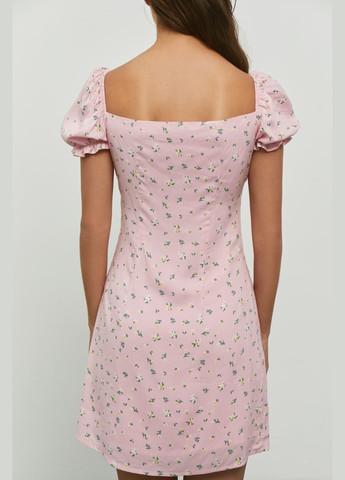 Розовое платье с цветочным принтом бежевый 636 Papaya