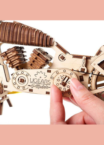 Дерев'яний механічний 3D конструктор Байк (70051) UGEARS (339781915)