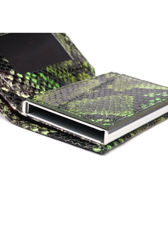 Лакована візитниця з натуральної фактурної шкіри під змію зелений 20987 Karya (362418546)