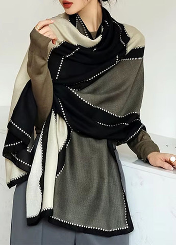 Шарф-палантин женский весна-осень с имитацией прострочки 180х85 см No Brand (316606219)