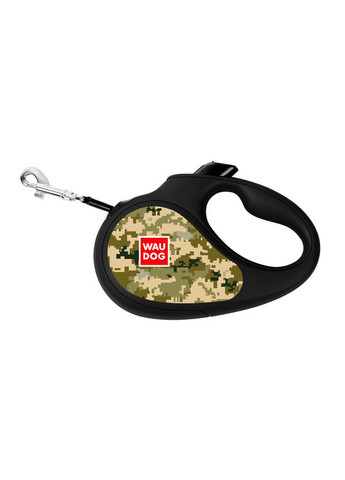 Поводок-рулетка для собак R-leash, рисунок "Милитари", S, до 15 кг, 5 м, светоотражающая лента WAUDOG (364751774)