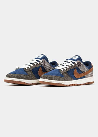 Синие демисезонные кроссовки мужские nike sb dunk low tweed midnight blue grey | найк сб данк низкие синие серые No Brand