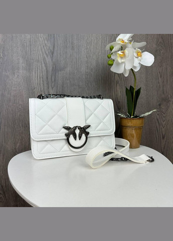 Мини сумочка клатч с птичками на цепочке из экокожи белая (sku_1303Б) No Brand (330576217)