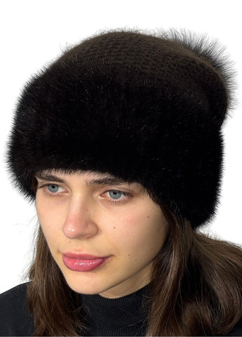 Женская зимняя норковая вязаная шапка с бубоном Меховой Стиль Соты (199007419)