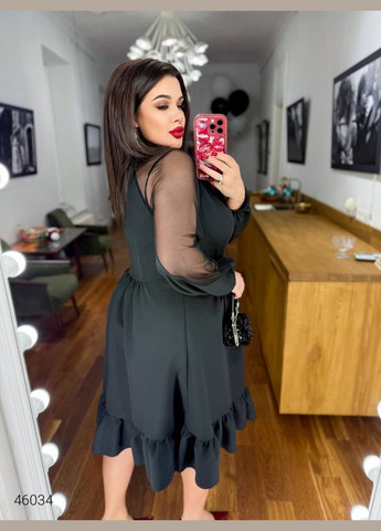 Чорна вечірня сукня з напівпрозорими рукавами Liton