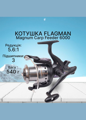 Набор Удилище карповое Magnum Black Carp Tele NGM 3.3м 3.25lb FLMBTC330 + Катушка Magnum Carp Feeder 6000 Flagman (316468807)
