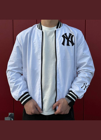 Стильный мужской бомбер NY белый на молнии (303724899)