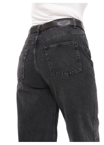 Джинсы женские темно-серые прямые с высокой посадкой Balloon tailored John Richone - (300325390)