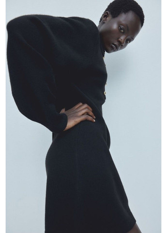 Черное повседневный женское платье с воротником тонкой вязки н&м (57641) xs черное H&M