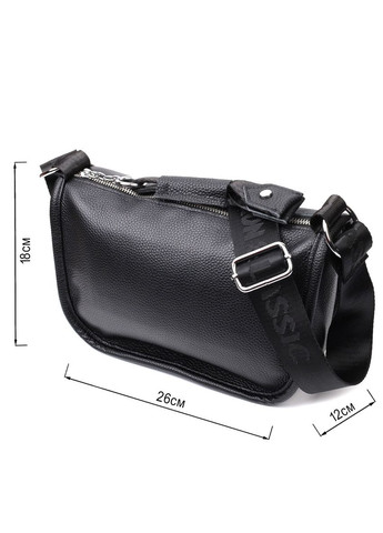 Женская сумка полукруглая из натуральной кожи с молнией и карманами черная (sku_22253) No Brand (329853153)