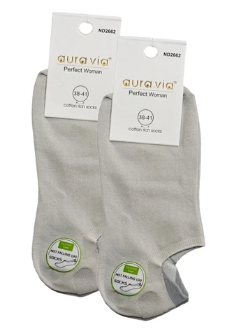 Сірі шкарпетки жіночі низькі бавовняні nd2662 cotton (2 пари) Aura.Via (387860078)