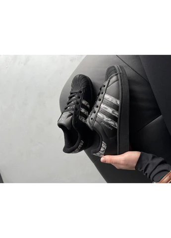 Черные летние кроссовки adidas superstar ii black/snakeskin адидас суперстар No Brand