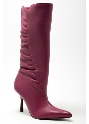 Осенние женские демисезонные кожаные сапоги фуксия Arezzo