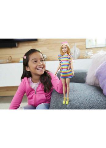Кукла Модница с брекетами в полосатом платье HJR96 Barbie (292555868)