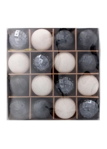 Ялинкова іграшка (5900779853140_2) Chomik пластикові кульки компл. 16 шт, 6см, чорні (367830291)