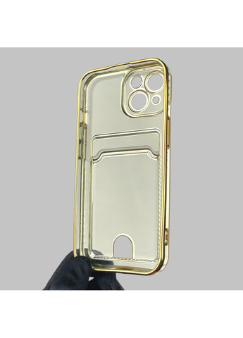 Чехол для iPhone 15 с золотой окантовкой с карманом для карт на айфон 15 золотой Apple (366020607)