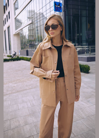 Коричневая повседневный рубашка однотонная ST-Seventeen