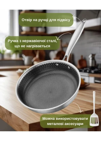 Сковорода Black Mars Avior, 24 см, трехслойная нержавеющая сталь. Ardesto (399268327)