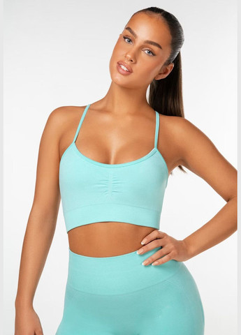 Топ для фітнесу та йоги з пуш-ап ефектом бірюзового кольору, розмір L Trends (330757072)