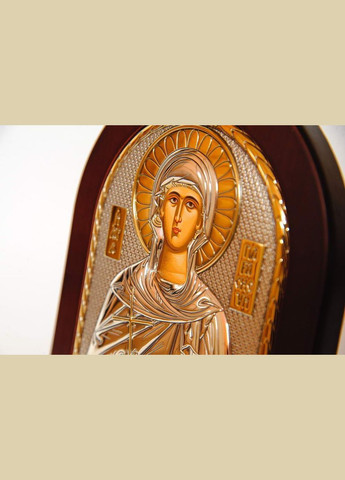 Серебряная икона Святая Параскева 15,6х19см с позолотой в арочном киоте с дерева Silver Axion (266266042)