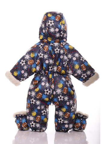 Комбінезон для хлопчика Трансформер на хутрі з принтом футбольних м'ячів сірий 86 см (35456) BABYKROHA (297199646)