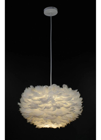Люстра подвесная с перьями на 1 лампочку 26690 Белый 35-110х40х40 см. Sunnysky (324395897)