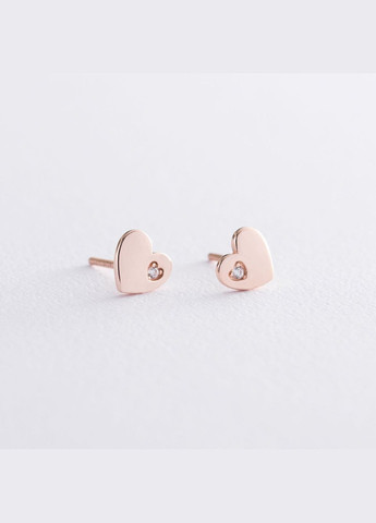Золотые серьги Сердечки с фианитами с06071 Oniks (315633785)