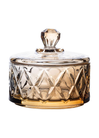 Конфетница с крышкой стеклянная коричневая для сладостей и подарков круглая ProDobro (364193245)