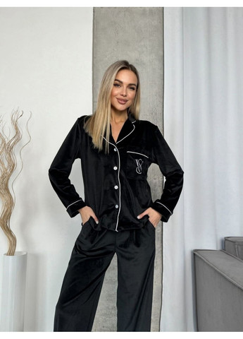 Черная всесезон женская пижама комплект (рубашка + брюки) рубашка + брюки Україна