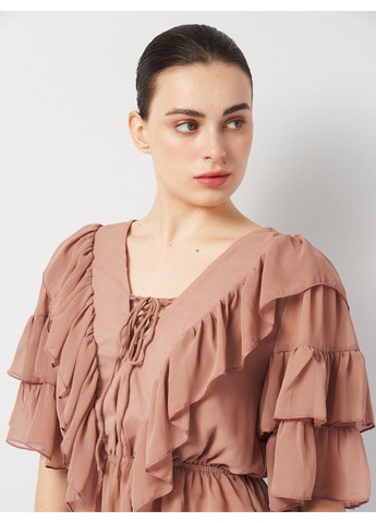 Темно-бежевая блуза Boohoo