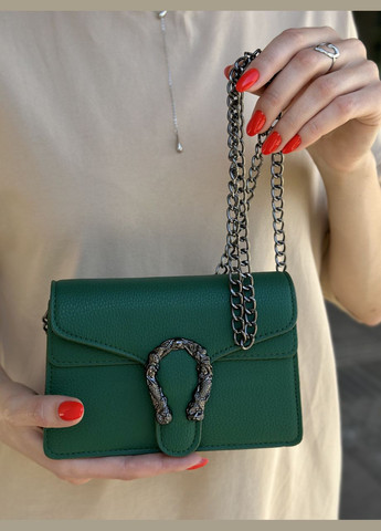 Женская маленькая сумка зеленая клатч на цепочке кросс-боди с подковой через плечо No Brand (299279295)