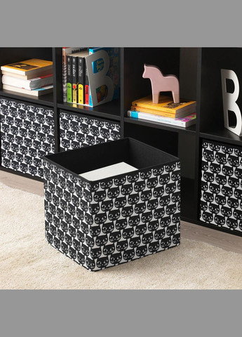 Коробка ІКЕА DRÖNA 33х38х33 см чорний візерунок (90435102) IKEA (271122228)