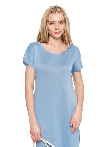 Блакитна вільна жіноча есо-сукня з коміром «човен» SVTR