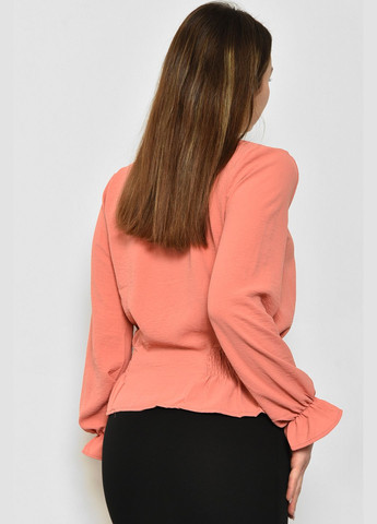 Персиковая демисезонная блуза женская однотонная персикового цвета с баской Let's Shop
