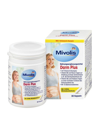 Капсулы Darm Plus с витаминами и культурами молочнокислых бактерий для микрофлоры кишечника 30 шт Mivolis (360654973)